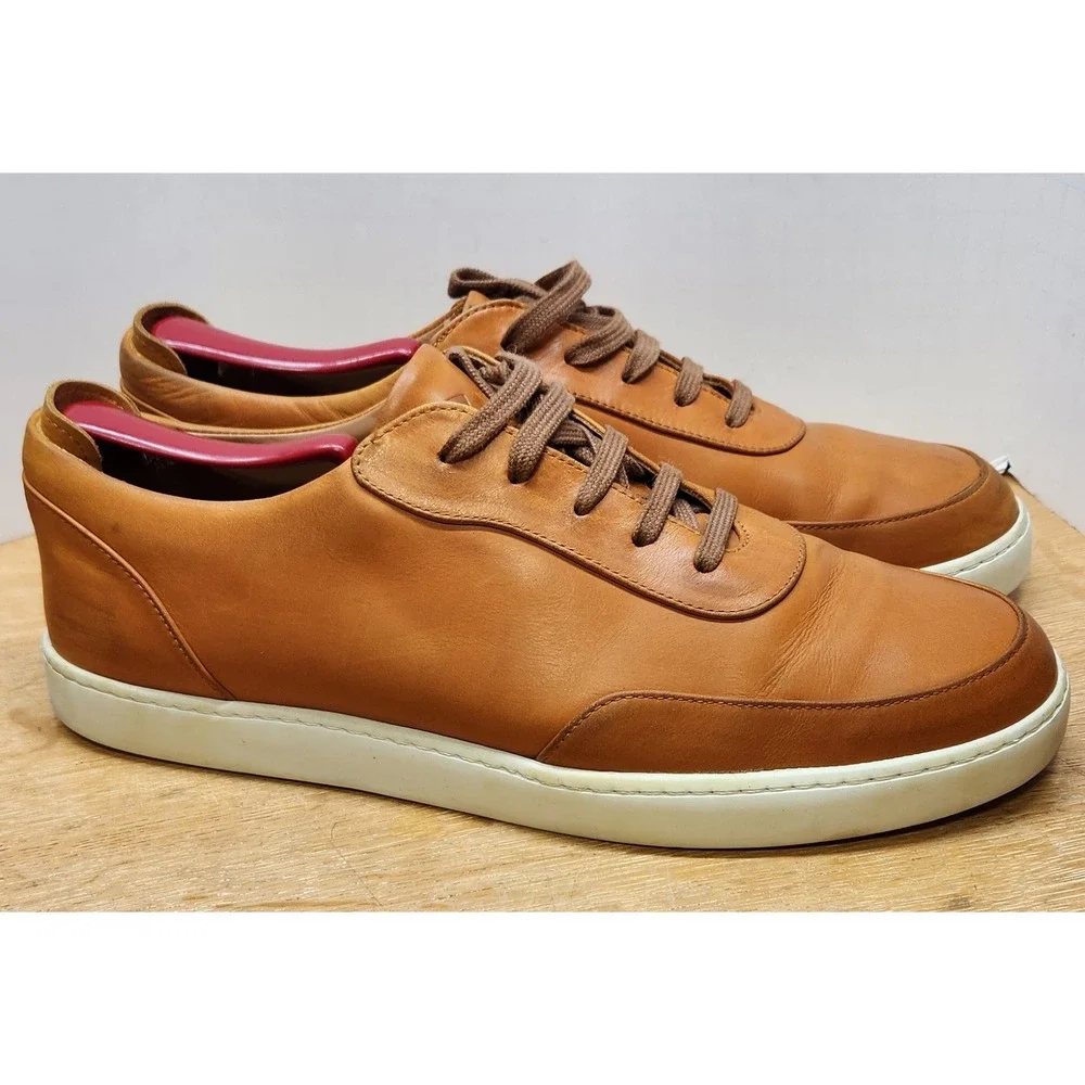 JAK Nova Tan Leather Low Top Sneakers Mens 43 Brown Made in Portugal